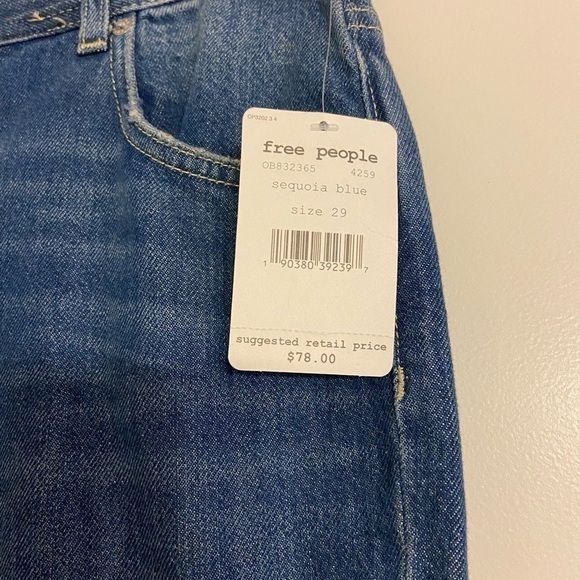 Free people mid-Rise straight-Leg jeans distressed raw-Hem button-Fly sz… - Picture 3 of 3